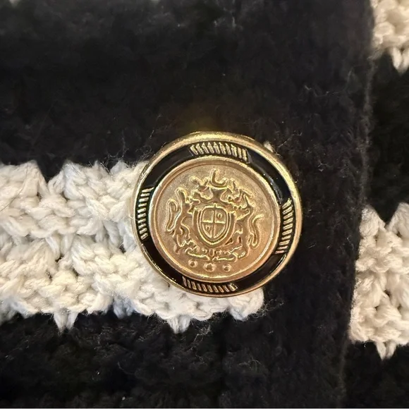 Size Small Mango MNG Collegiate Striped Cardigan with Gold Colored Buttons - Picture 8 of 11